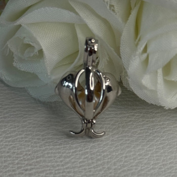 925 Sterling Silver Pearl Dolphins Pendant Length 1 Inch