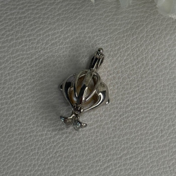 925 Sterling Silver Pearl Dolphins Pendant Length 1 Inch
