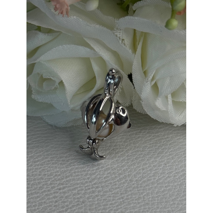925 STERLING SILVER PEARL DOLPHINS PENDANT LENGTH 1 INCH