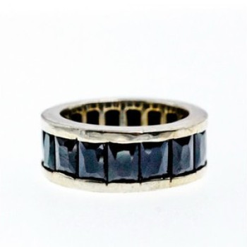 925 Sterling Silver Blue CZ Ring Size 7.5
