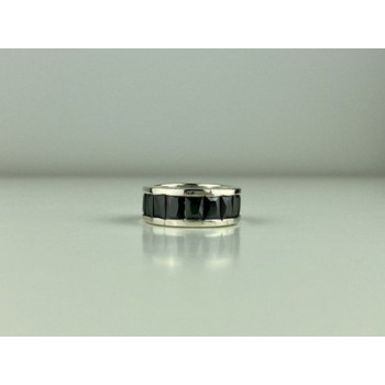 925 Sterling Silver Blue CZ Ring Size 7.5