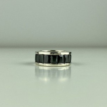 925 Sterling Silver Blue CZ Ring Size 7.5