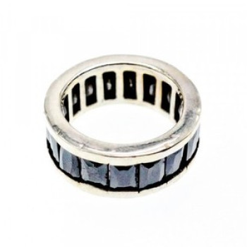 925 Sterling Silver Blue CZ Ring Size 7.5