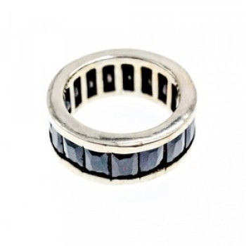 925 Sterling Silver Blue CZ Ring Size 7.5