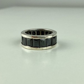 925 Sterling Silver Blue CZ Ring Size 7.5