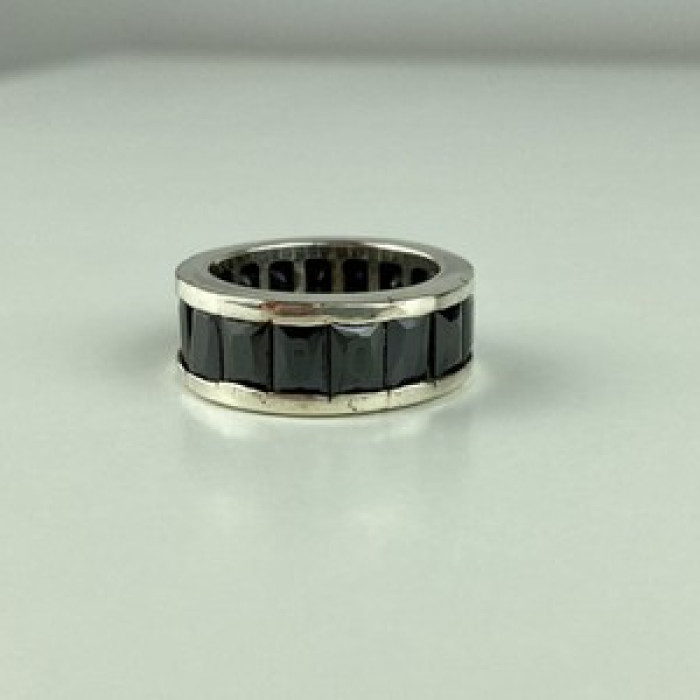 925 Sterling Silver Blue CZ Ring Size 7.5