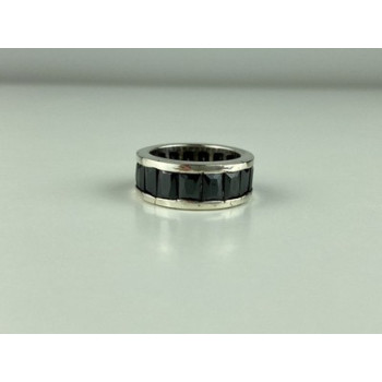 925 Sterling Silver Blue CZ Ring Size 7.5