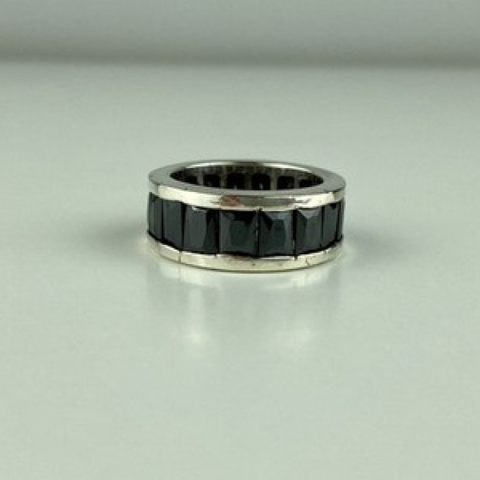 925 Sterling Silver Blue CZ Ring Size 7.5
