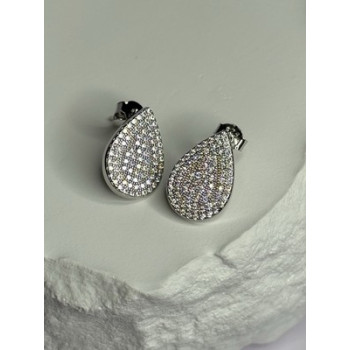 925 Sterling Silver Drop CZ Earrings Length 0.65 Inch