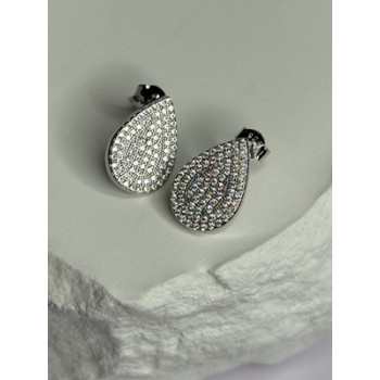925 Sterling Silver Drop CZ Earrings Length 0.65 Inch