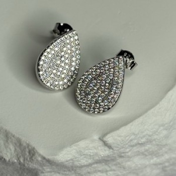 925 Sterling Silver Drop CZ Earrings Length 0.65 Inch