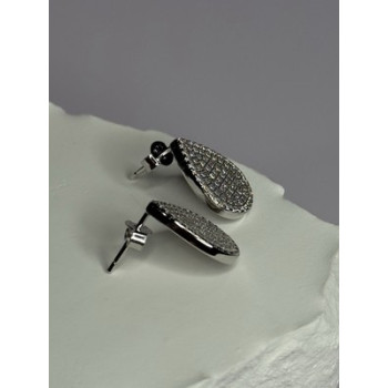 925 Sterling Silver Drop CZ Earrings Length 0.65 Inch