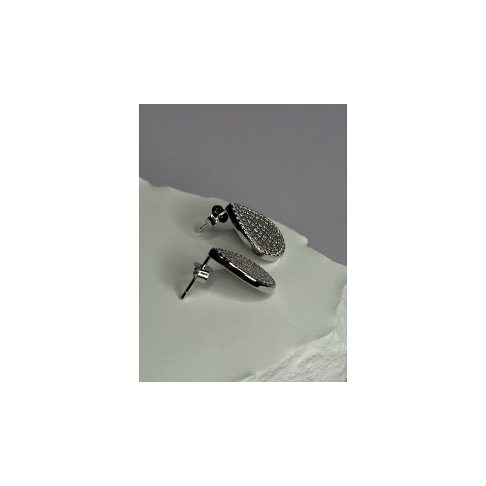 925 Sterling Silver Drop CZ Earrings Length 0.65 Inch