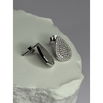 925 Sterling Silver Drop CZ Earrings Length 0.65 Inch