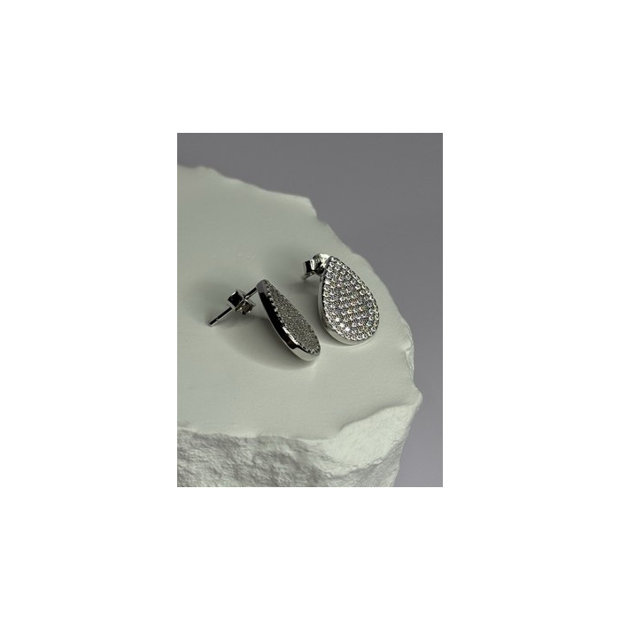 925 Sterling Silver Drop CZ Earrings Length 0.65 Inch