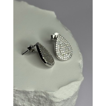 925 Sterling Silver Drop CZ Earrings Length 0.65 Inch