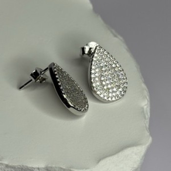 925 Sterling Silver Drop CZ Earrings Length 0.65 Inch