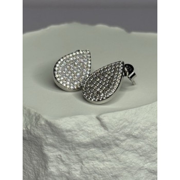 925 Sterling Silver Drop CZ Earrings Length 0.65 Inch