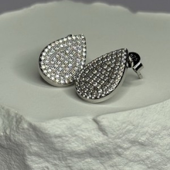 925 Sterling Silver Drop CZ Earrings Length 0.65 Inch