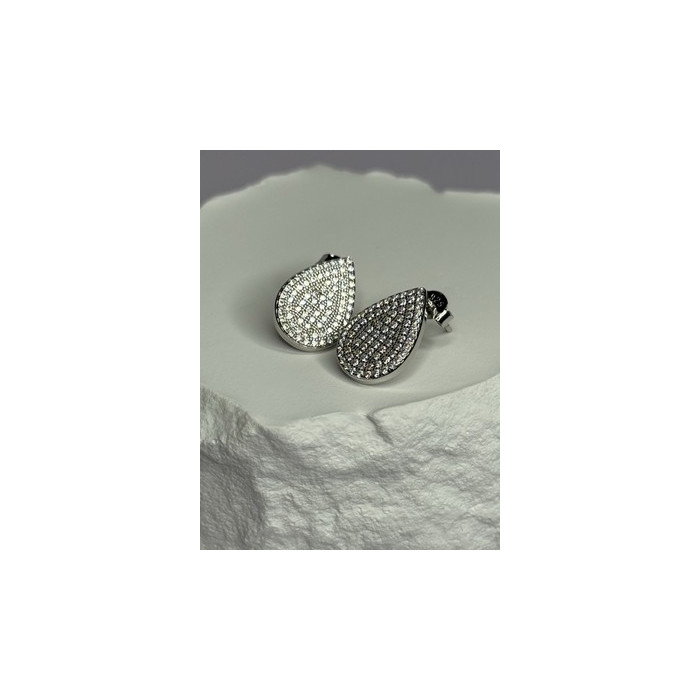 925 Sterling Silver Drop CZ Earrings Length 0.65 Inch