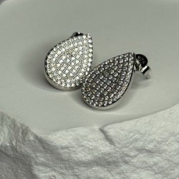 925 Sterling Silver Drop CZ Earrings Length 0.65 Inch