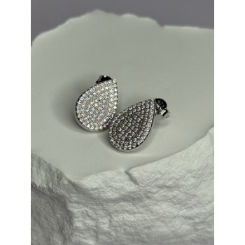 925 Sterling Silver Drop CZ Earrings Length 0.65 Inch