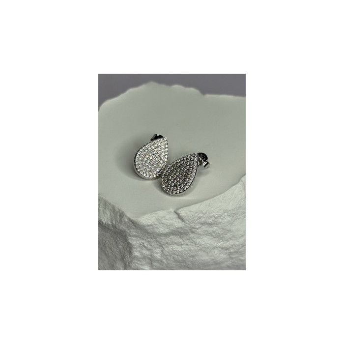 925 Sterling Silver Drop CZ Earrings Length 0.65 Inch