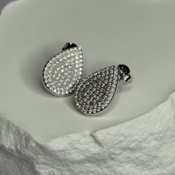 925 Sterling Silver Drop CZ Earrings Length 0.65 Inch