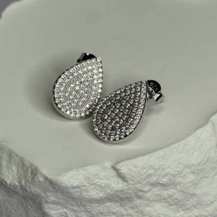 925 Sterling Silver Drop CZ Earrings Length 0.65 Inch