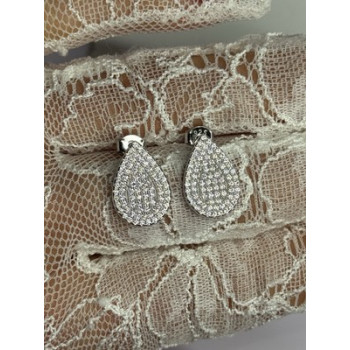 925 Sterling Silver Drop CZ Earrings Length 0.65 Inch