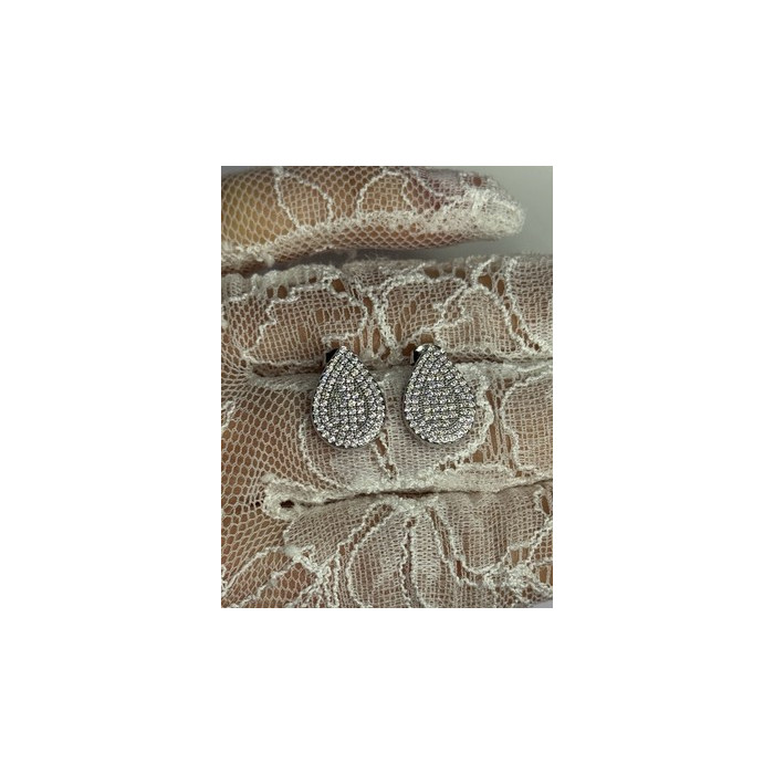 925 Sterling Silver Drop CZ Earrings Length 0.65 Inch