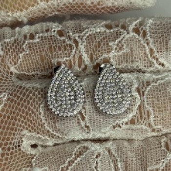 925 Sterling Silver Drop CZ Earrings Length 0.65 Inch
