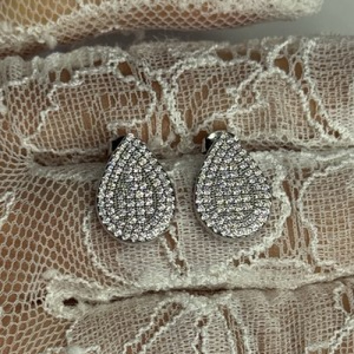 925 Sterling Silver Drop CZ Earrings Length 0.65 Inch
