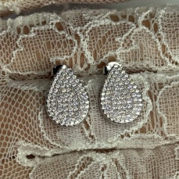 925 Sterling Silver Drop CZ Earrings Length 0.65 Inch