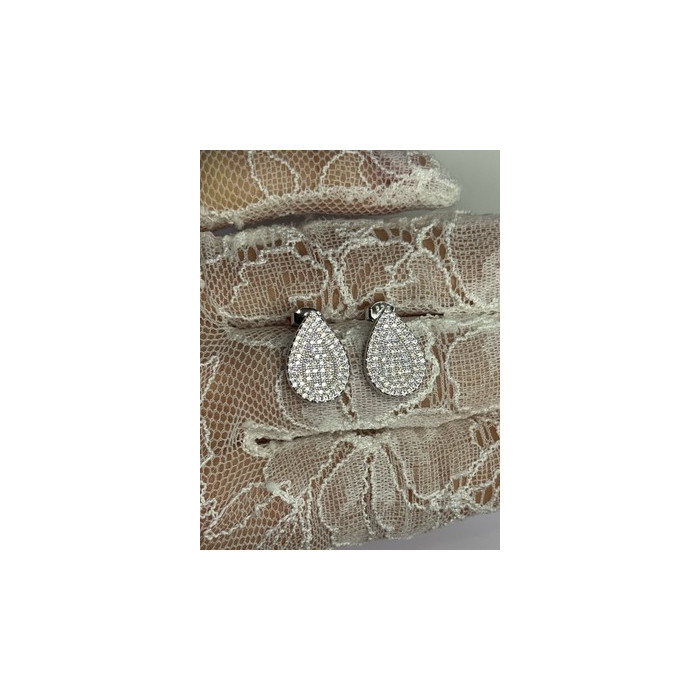 925 Sterling Silver Drop CZ Earrings Length 0.65 Inch