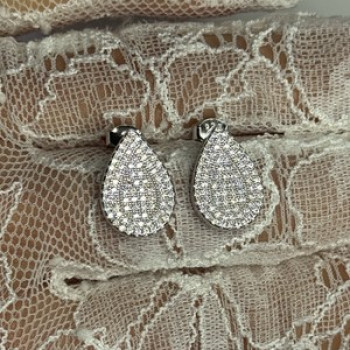 925 Sterling Silver Drop CZ Earrings Length 0.65 Inch