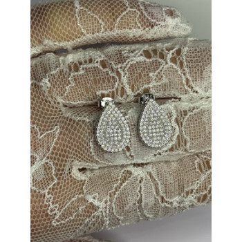 925 Sterling Silver Drop CZ Earrings Length 0.65 Inch