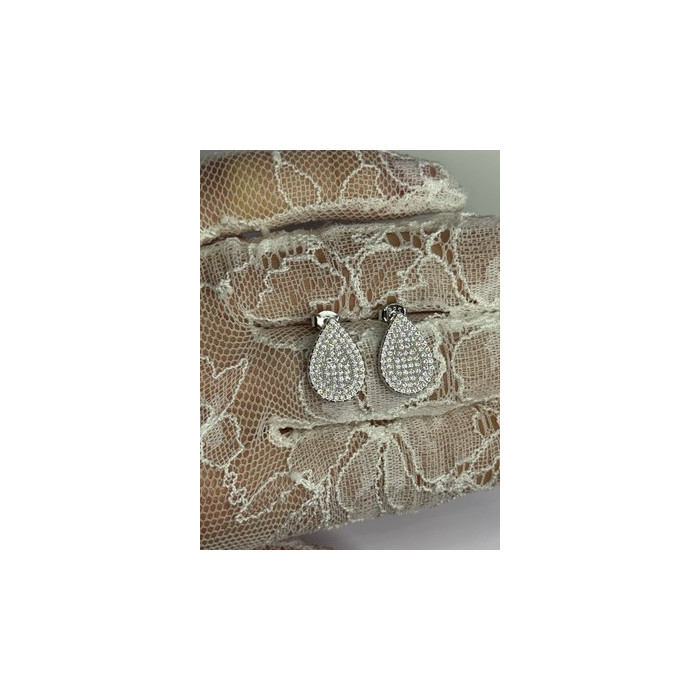 925 Sterling Silver Drop CZ Earrings Length 0.65 Inch