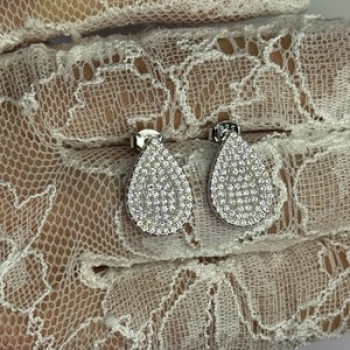 925 Sterling Silver Drop CZ Earrings Length 0.65 Inch