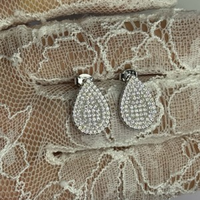 925 Sterling Silver Drop CZ Earrings Length 0.65 Inch
