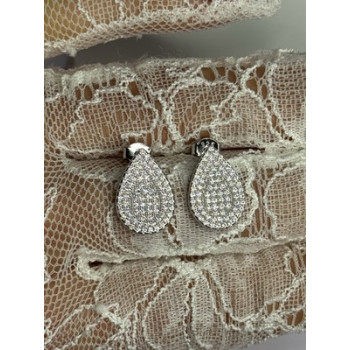 925 Sterling Silver Drop CZ Earrings Length 0.65 Inch