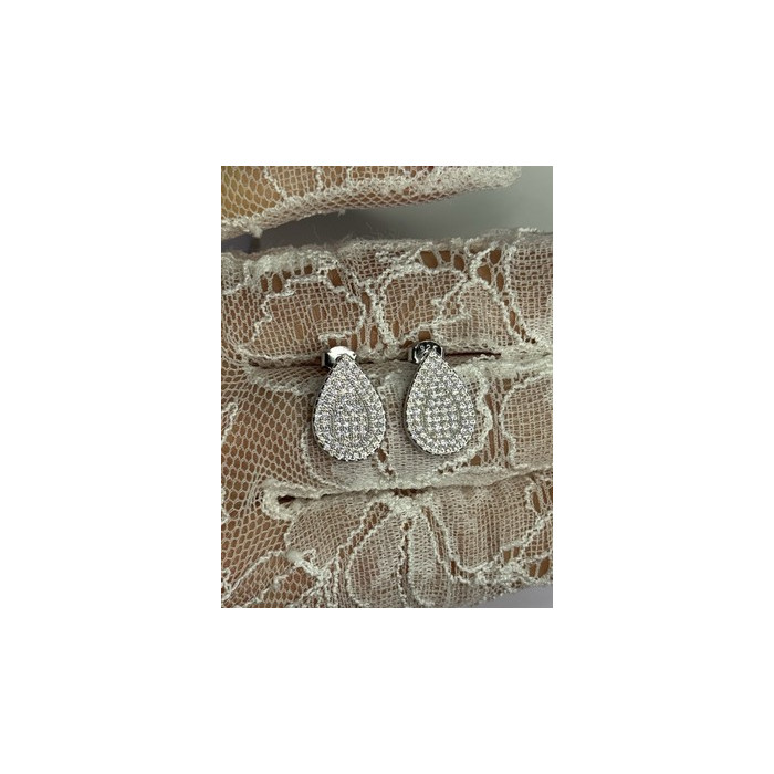 925 Sterling Silver Drop CZ Earrings Length 0.65 Inch