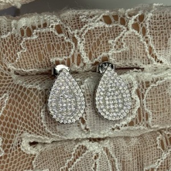 925 Sterling Silver Drop CZ Earrings Length 0.65 Inch