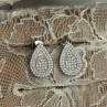925 Sterling Silver Drop CZ Earrings Length 0.65 Inch