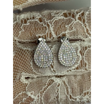 925 Sterling Silver Drop CZ Earrings Length 0.65 Inch