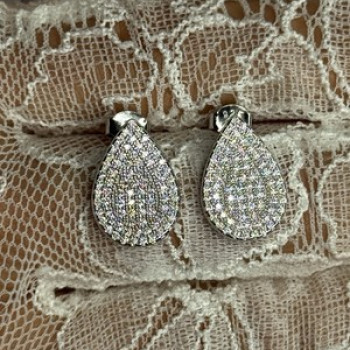 925 Sterling Silver Drop CZ Earrings Length 0.65 Inch