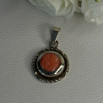 Vintage 925 Sterling Silver Carnelian Pendant Length 1.60 Inch