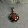 Vintage 925 Sterling Silver Carnelian Pendant Length 1.60 Inch