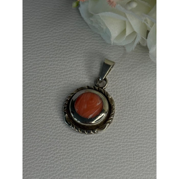 Vintage 925 Sterling Silver Carnelian Pendant Length 1.60 Inch