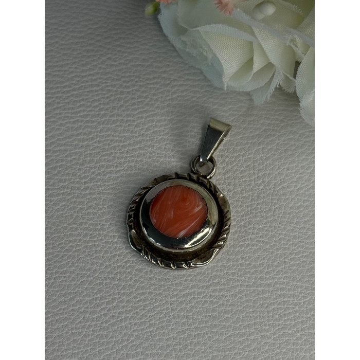 Vintage 925 Sterling Silver Carnelian Pendant Length 1.60 Inch